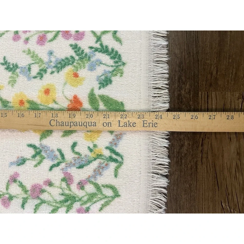 Vtg 1970s Dundee‎ Pink & Blue Flower Power Towel, Hand Towel, & Washcloth Fringe
